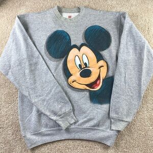 Peeking Mickey Crewneck Sweatshirt Front and Back Hit Vintage Hanes Licensed EUC
